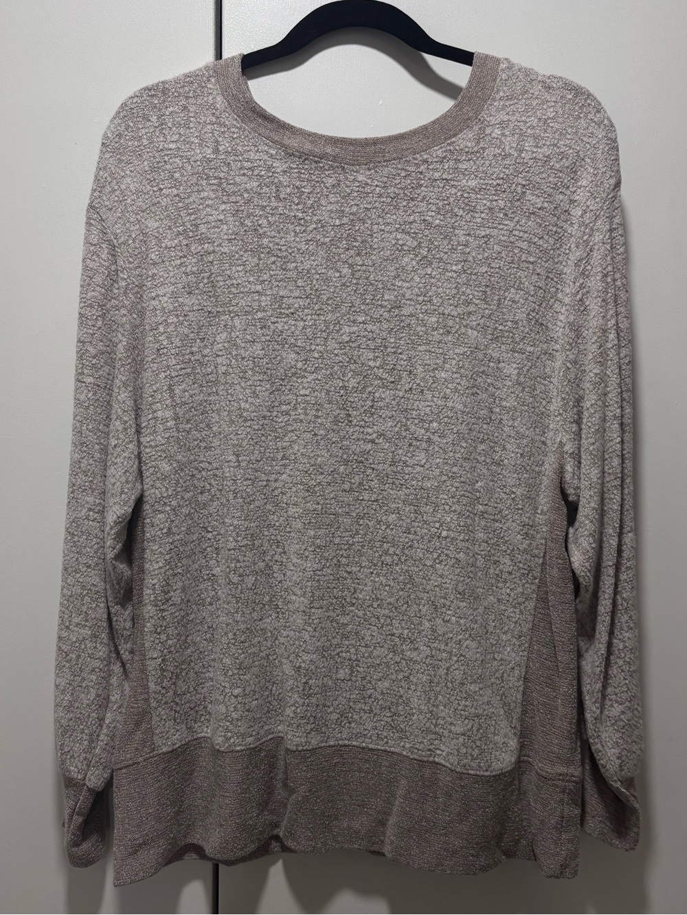 Cherish Lightweight Heathered Taupe-Cream Crewneck Sweater